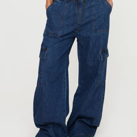 Stop & Stare Cargo Jeans Mid Wash
