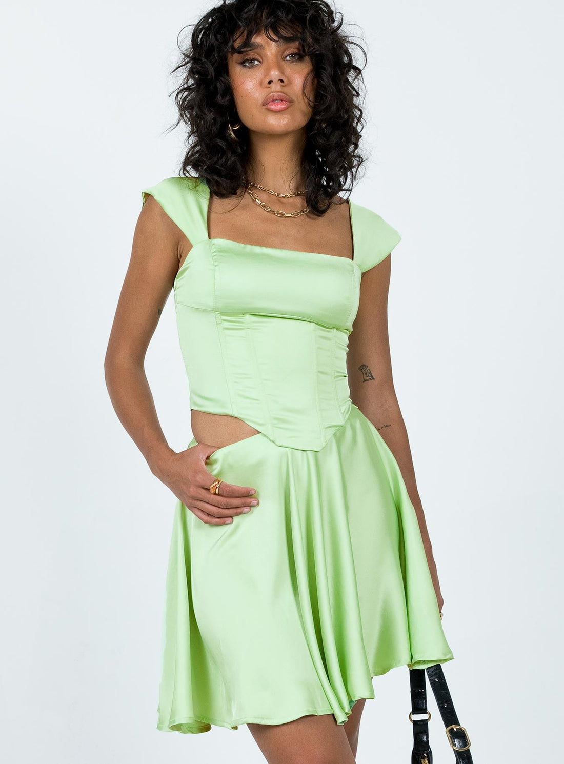 Cornell Satin Mini Skirt Green