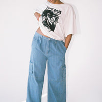 Paige Mid Rise Cargo Jean Denim Curve