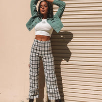 Euros Check Pants Black / White Petite