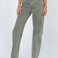 Holly Asymmetric Straight Leg Jean Green Denim