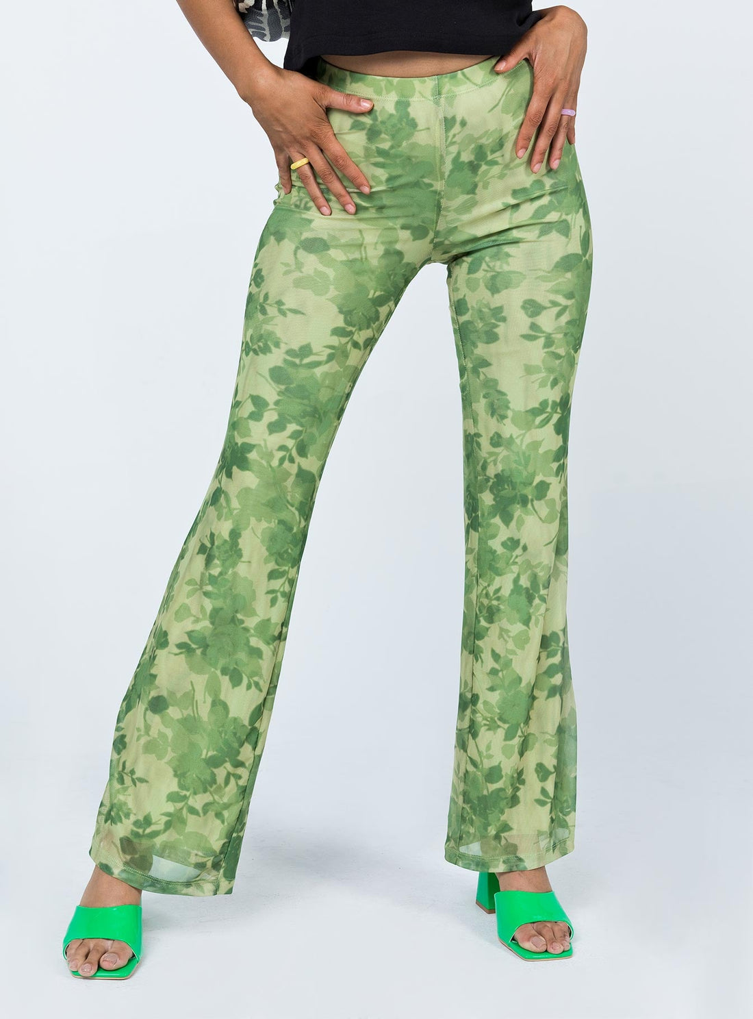 Motel Heny Trouser Blurred Floral Green