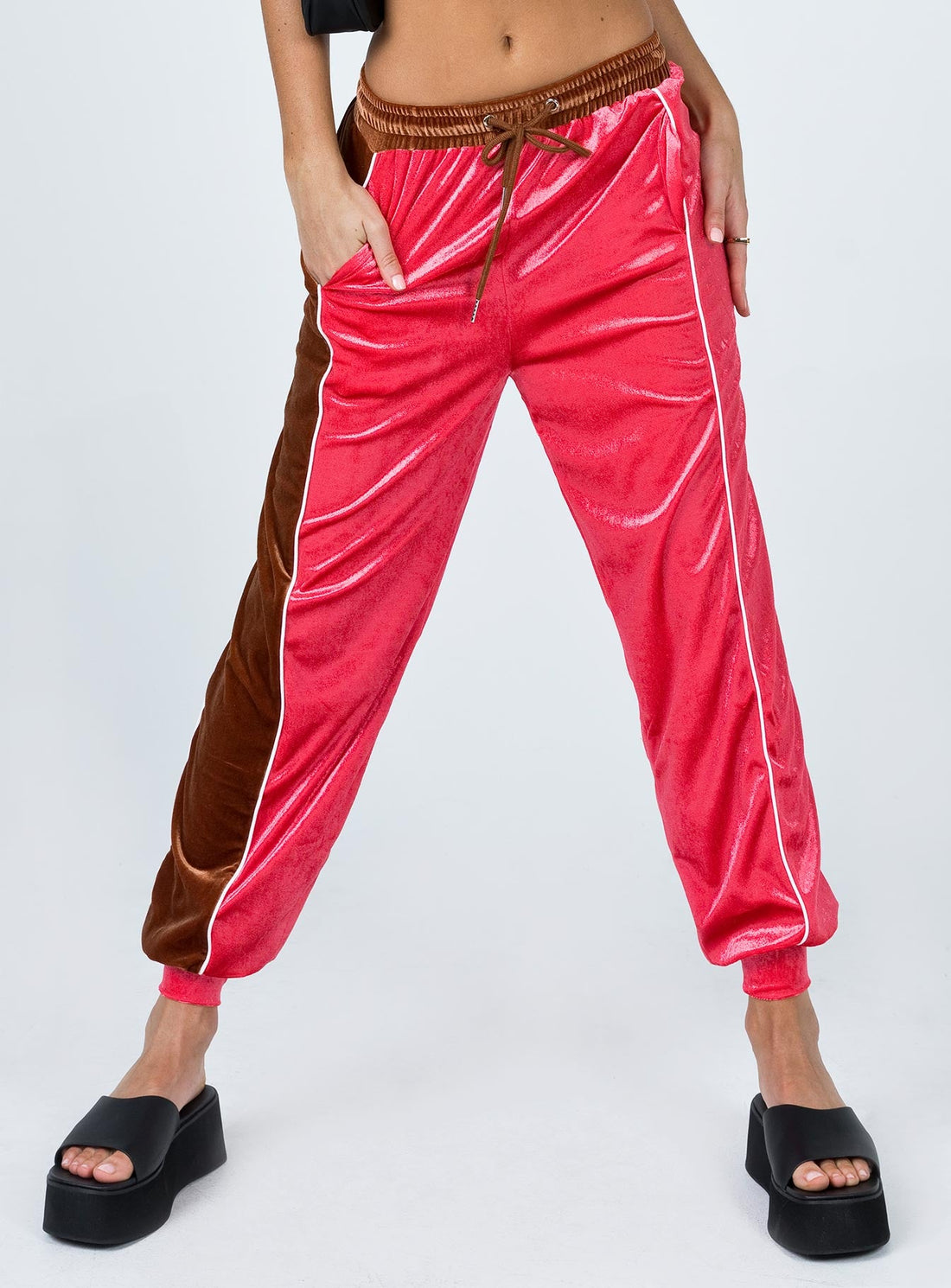 Harper Velour Track Pants Pink