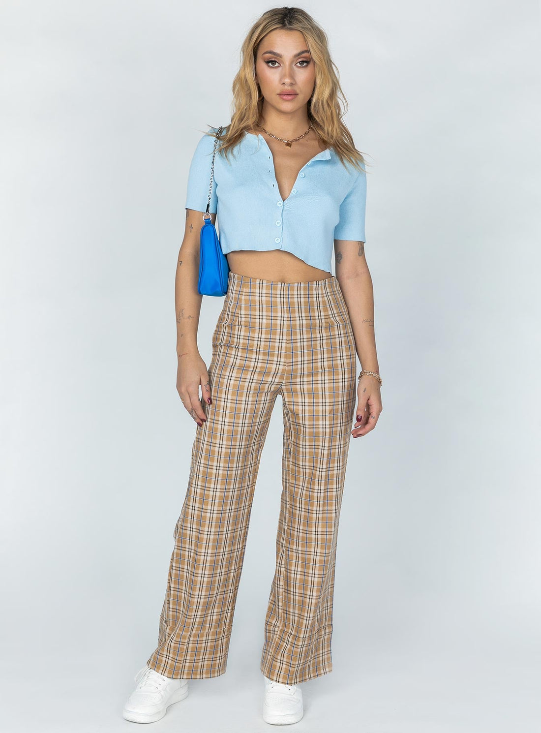 Euros Pants Brown Check