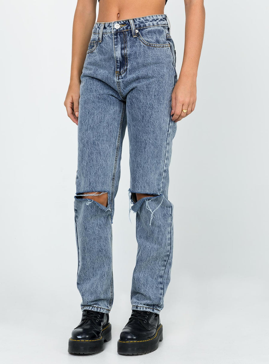 Intentions Straight Leg Knee Rip Denim Jean Eco