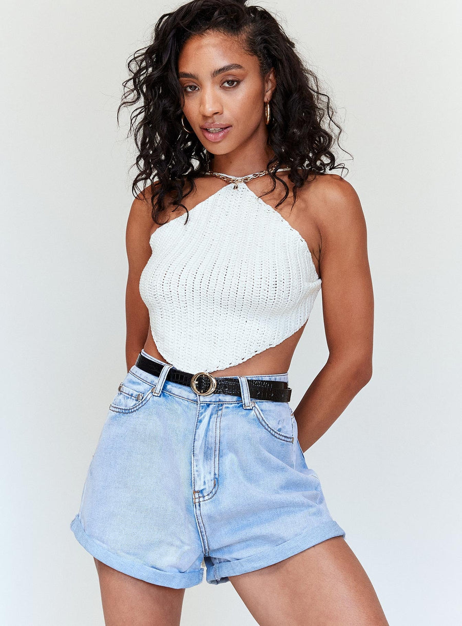 Gun Barrel City High Waisted Shorts Pale Blue
