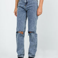 Intentions Straight Leg Knee Rip Denim Jean