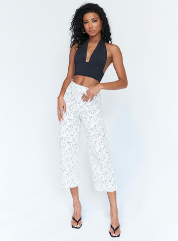 Nelly Wide Leg Face Print Pants White