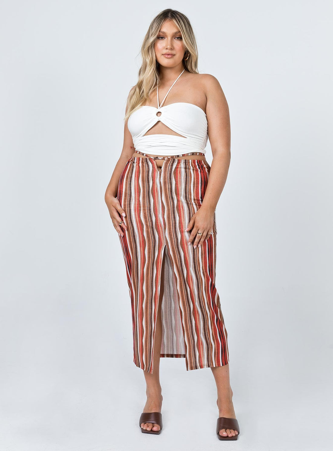Molly Retro Stripe Midi Skirt Multi