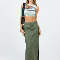 Devine Cargo Maxi Skirt Khaki