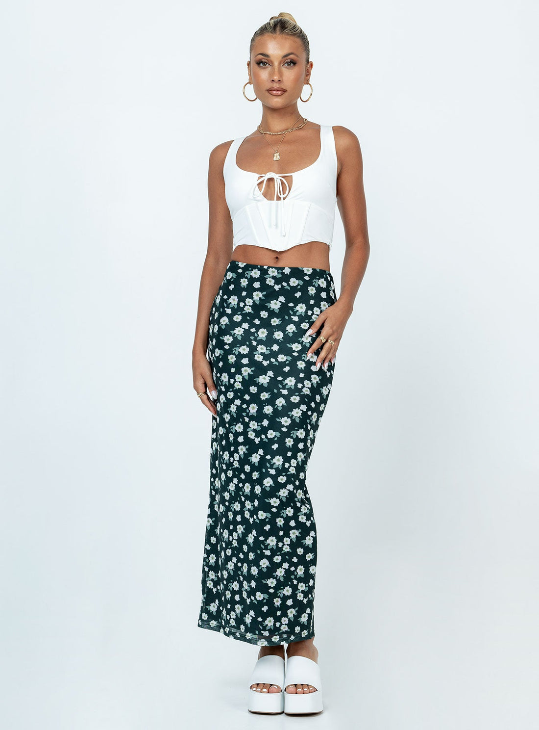 Knox Maxi Skirt Black Floral