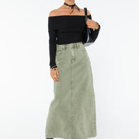 Mcguane Denim Midi Skirt Green