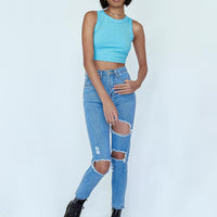 Lilla Distressed Straight Leg Denim Jeans
