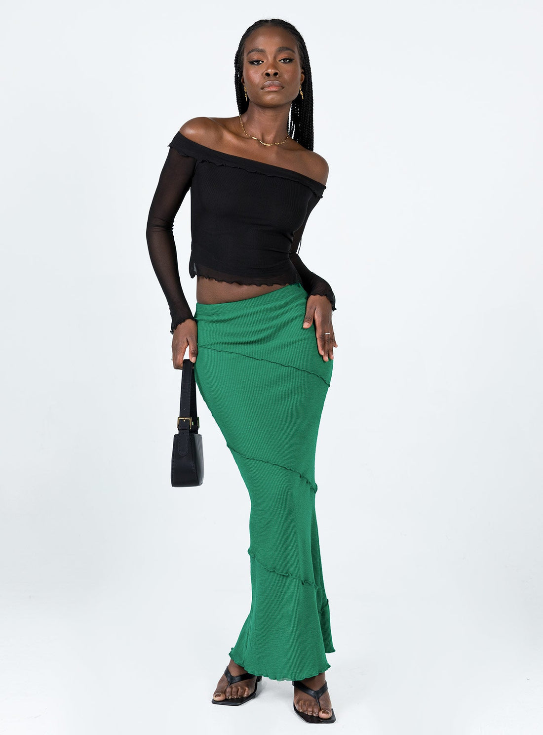 Oscar Maxi Skirt Dark Green
