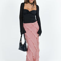 Mullins Bias Cut Maxi Skirt Pink