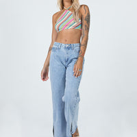 Holmes Low Rise Frayed Hem Denim Jeans