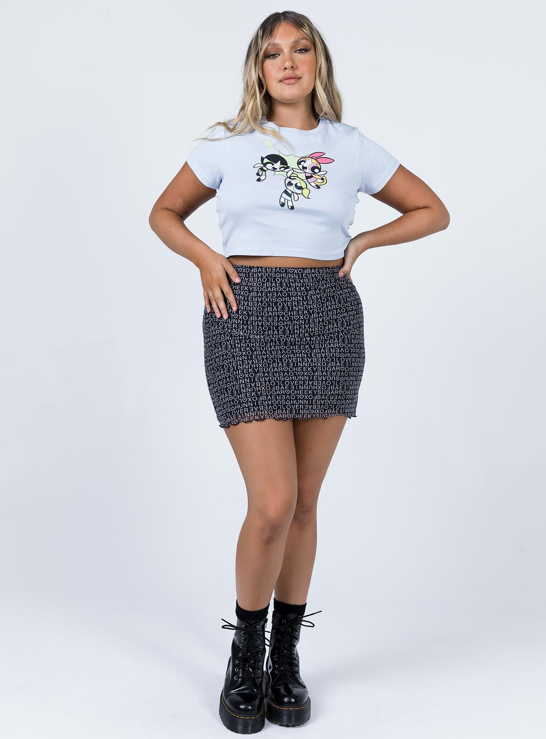 Text Me Mini Skirt Black