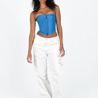 Paige Mid Rise Cargo Jean White
