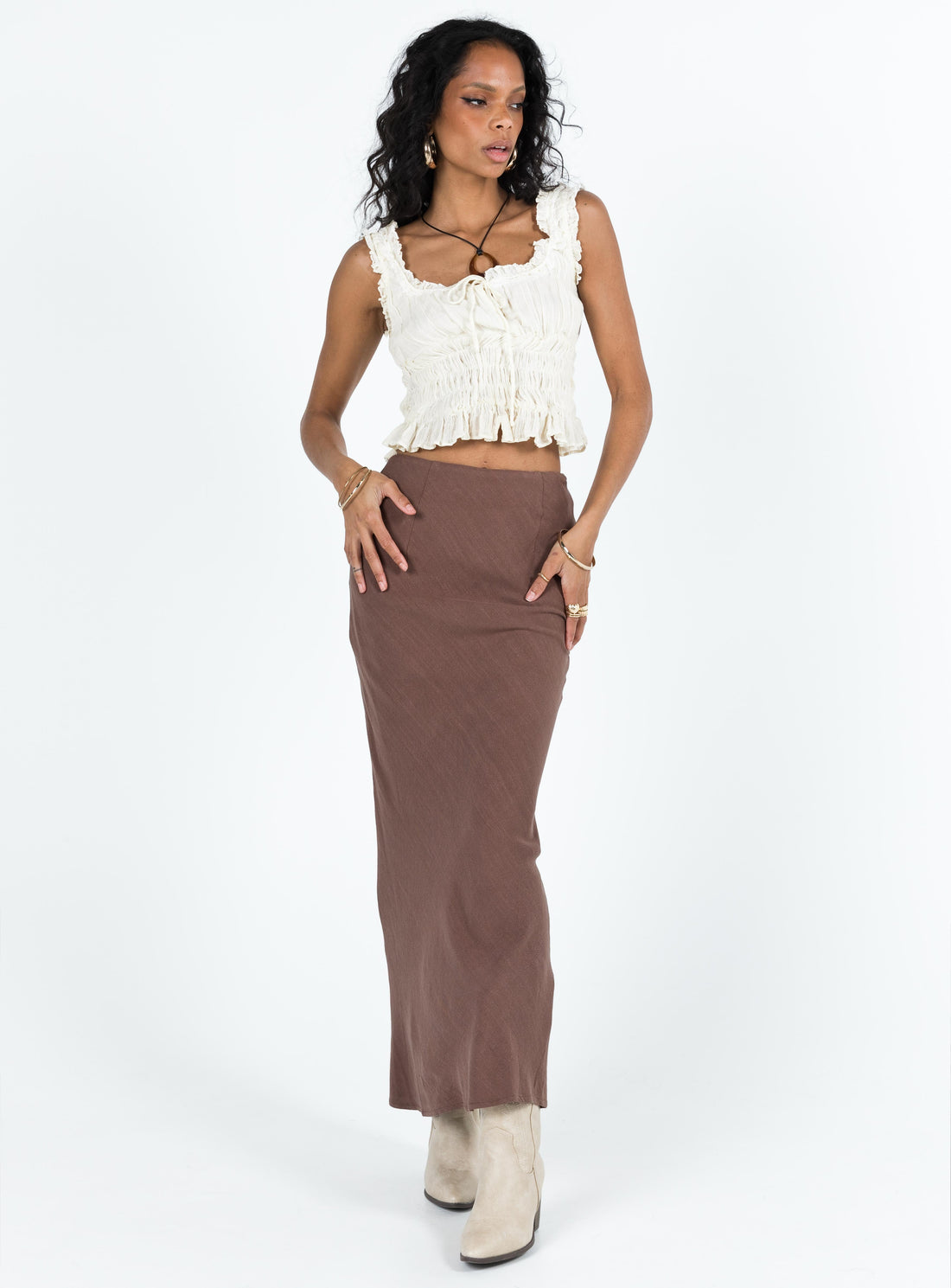 Jodie Maxi Skirt Brown
