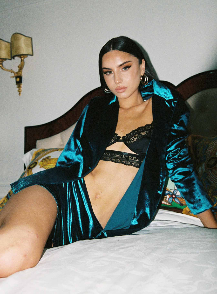 Lagoona Velvet Mini Skirt Blue