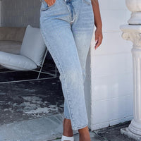 Holly Asymmetric Straight Leg Jean Light Wash Denim Curve