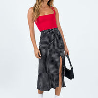 Mabel Midi Skirt Black Polka Dot