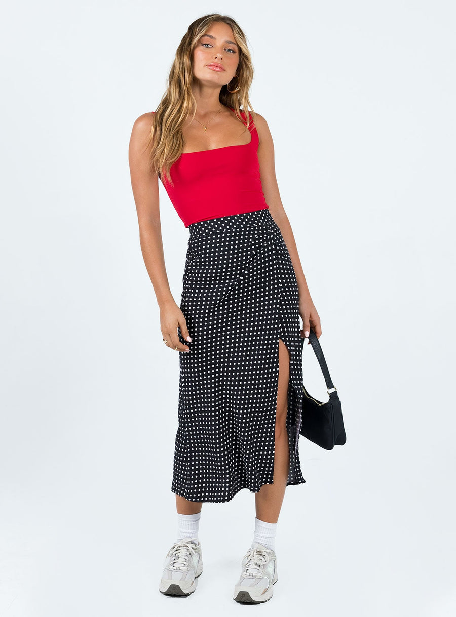 Mabel Midi Skirt Black Polka Dot