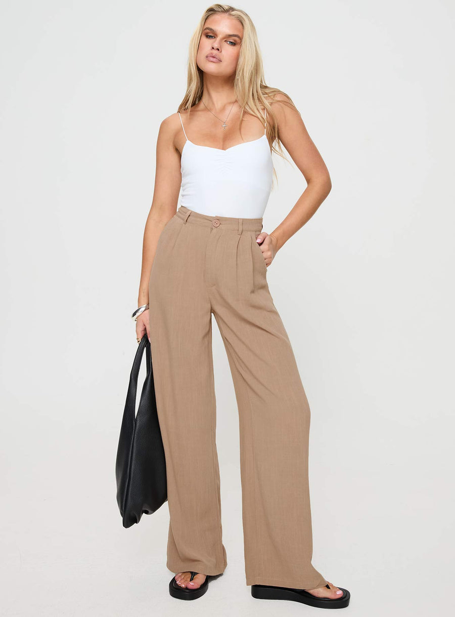 Brenda Linen Blend Pants Beige