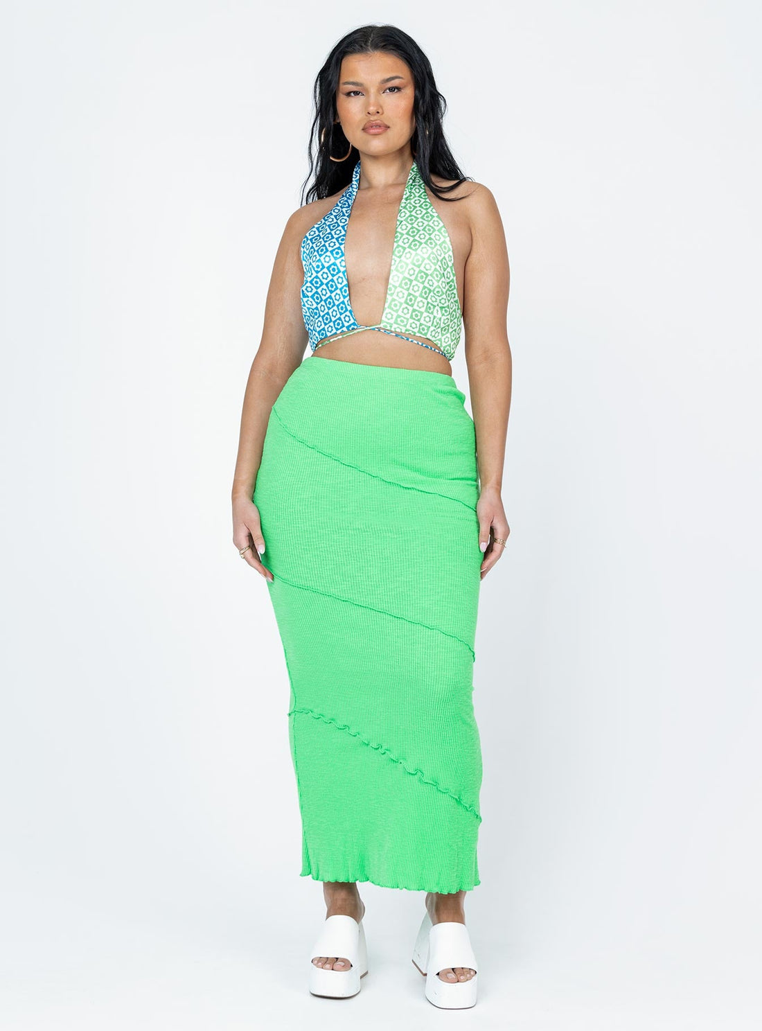 Oscar Maxi Skirt Apple Green