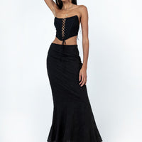 Raven Mid Rise Skirt Black