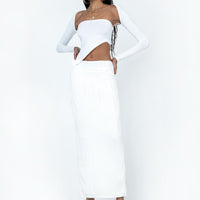 Echo Low Waist Knitted Maxi Skirt White