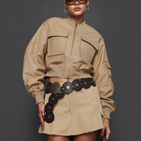 Calianna Pleated Mini Skort Camel