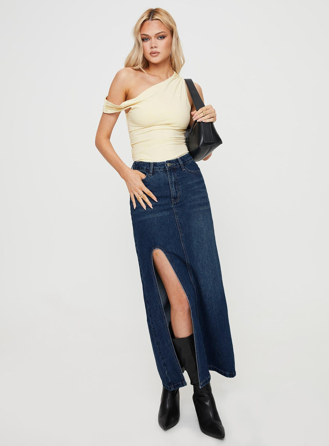 Saige Denim Maxi Skirt Mid Wash