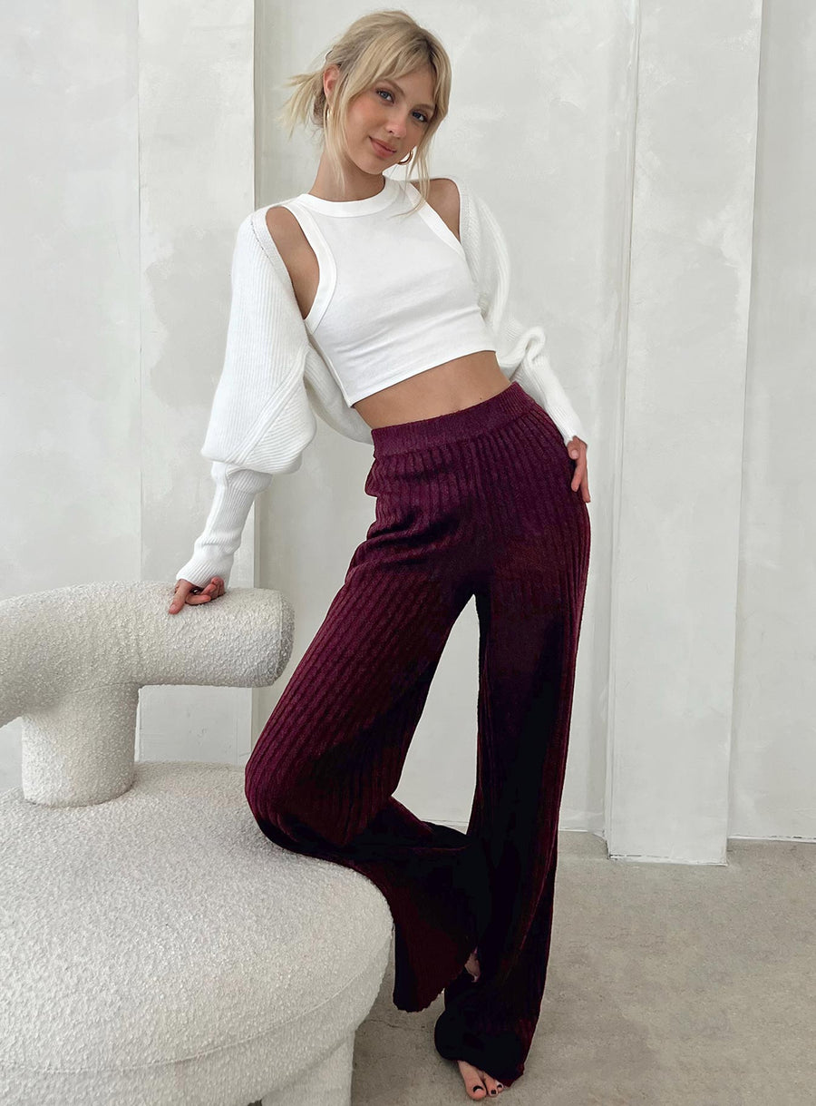 Montana Knit Pants Maroon