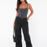 Fallout Mid Rise Cargo Pants Black Petite