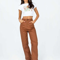 Carissa Wide Leg Denim Jeans Brown