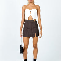 Neo Pinstripe Mini Skirt Brown