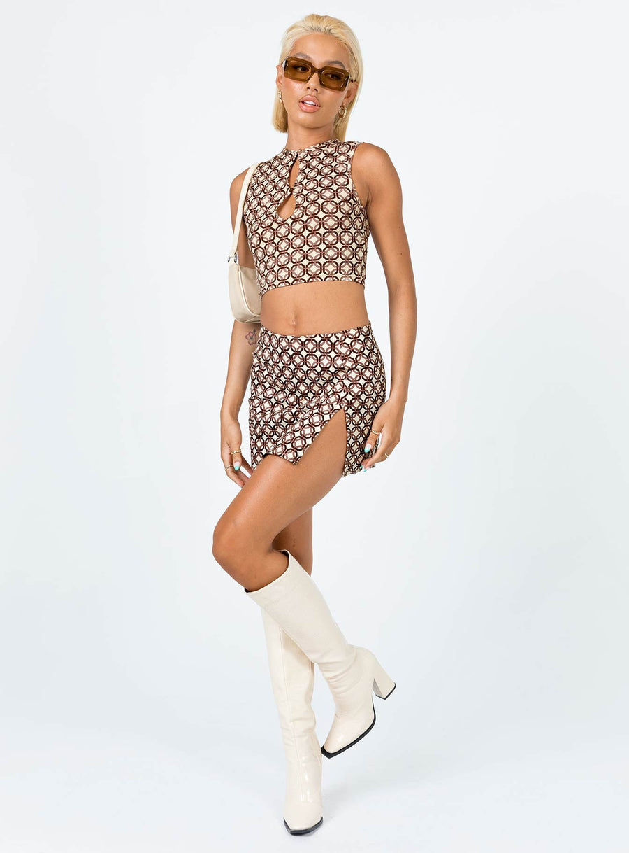 Motel Pelma Mini Skirt Chain Tangle Beige