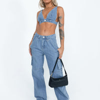 Paige Mid Rise Cargo Jean Denim