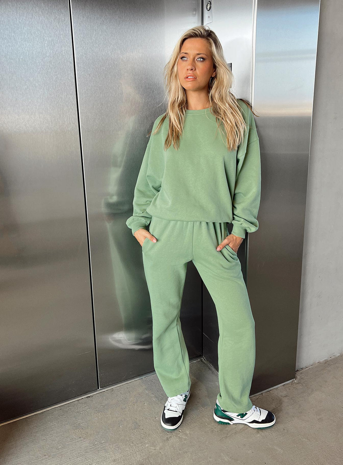 Arya Straight Leg Track Pants Green