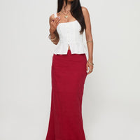 Raven Mid Rise Maxi Skirt Red