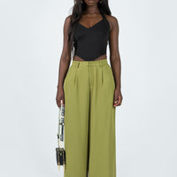Plazzo Wide Leg Pants Khaki