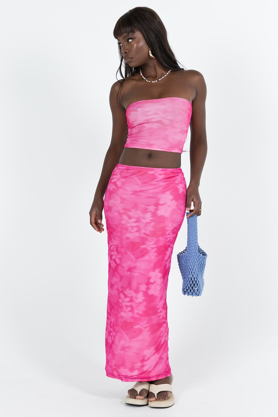 Dunston Mesh Maxi Skirt Pink