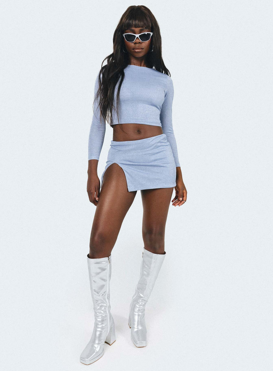 Bold Move Mini Skirt Blue Glitter