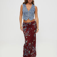 Buchan Maxi Skirt Red Floral