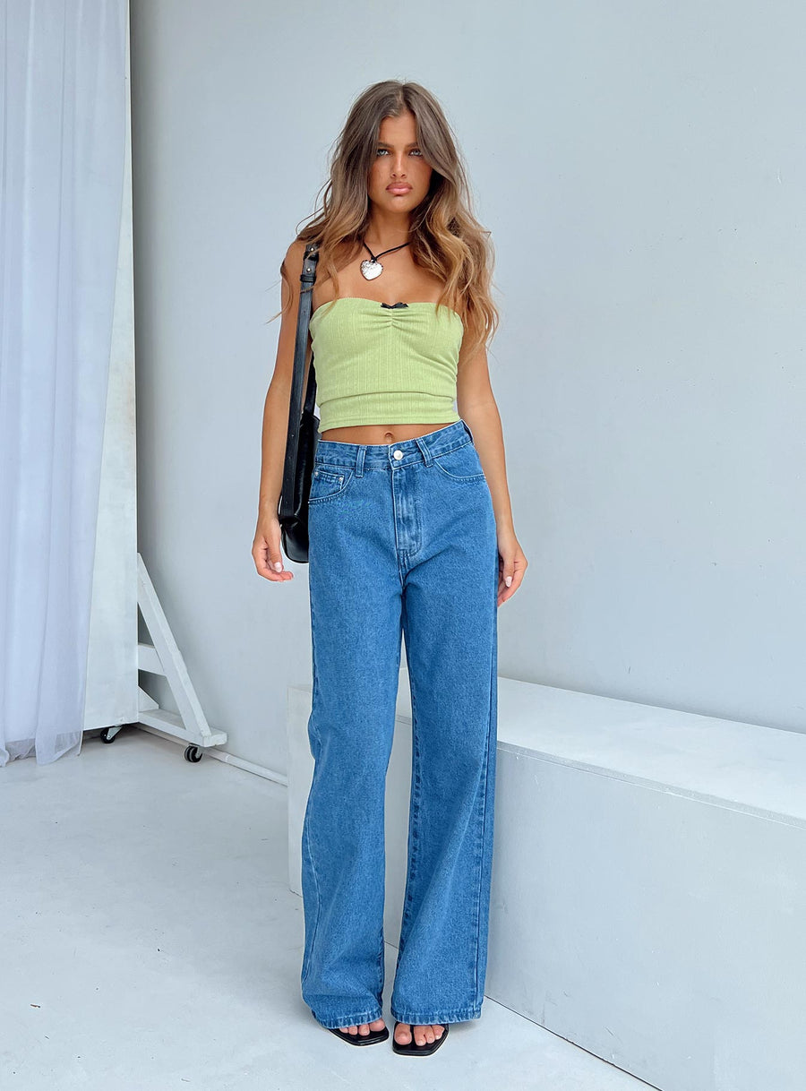 Eugarie Wide Leg Jeans Mid Wash Denim