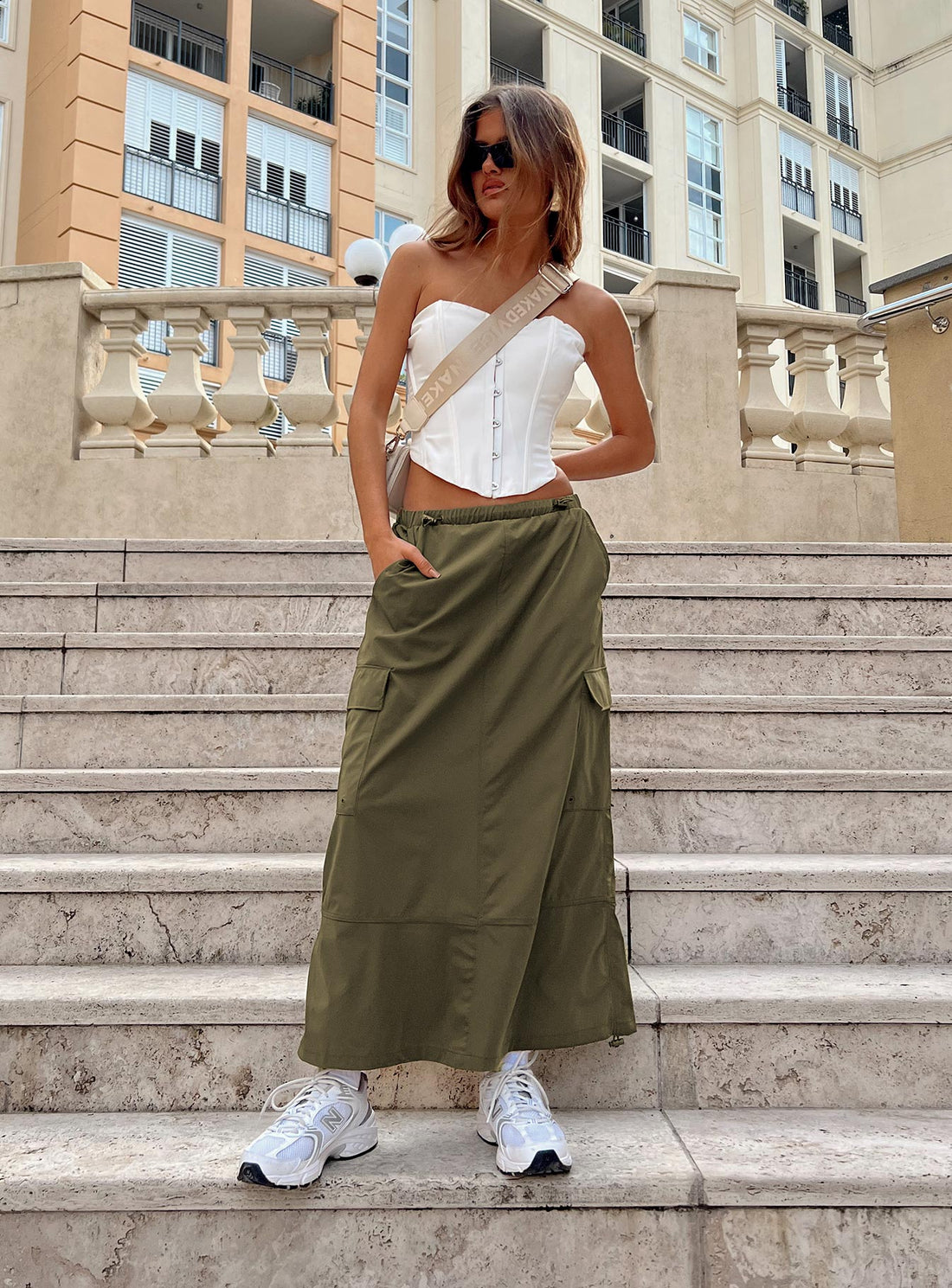 Ferguson Parachute Maxi Skirt Khaki