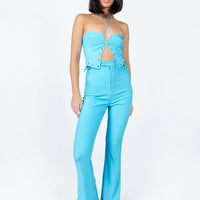 Mid Way Laced Flare Pants Blue