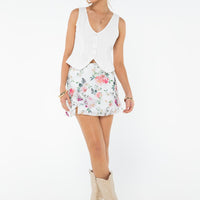 Fallen Roses Mini Skirt Multi
