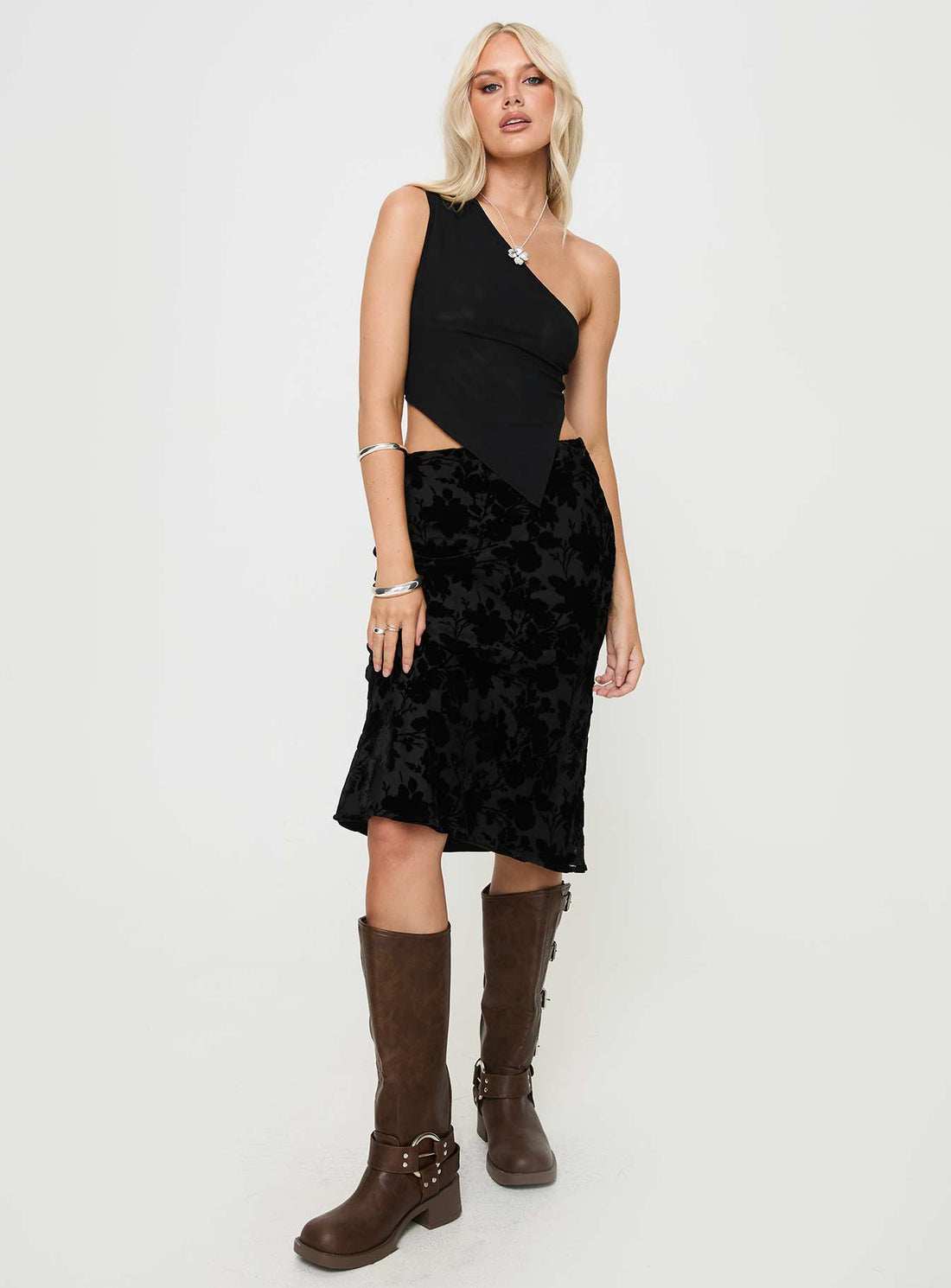 Devore Midi Skirt Black